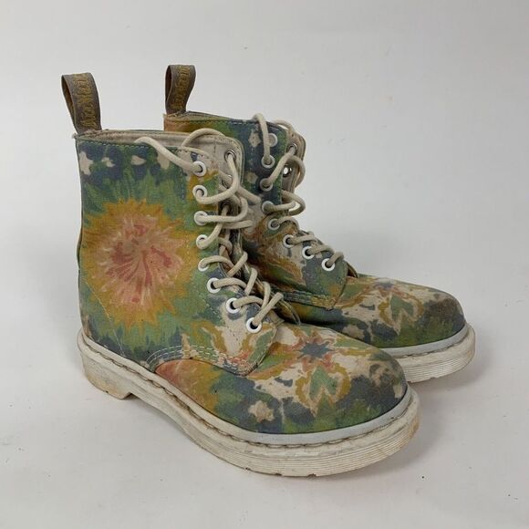 Dr. Martens Shoes - Dr. Martens Tie-Dye V Page MTD Boot Multi Mandala Pastel Fine Canvas Size 6